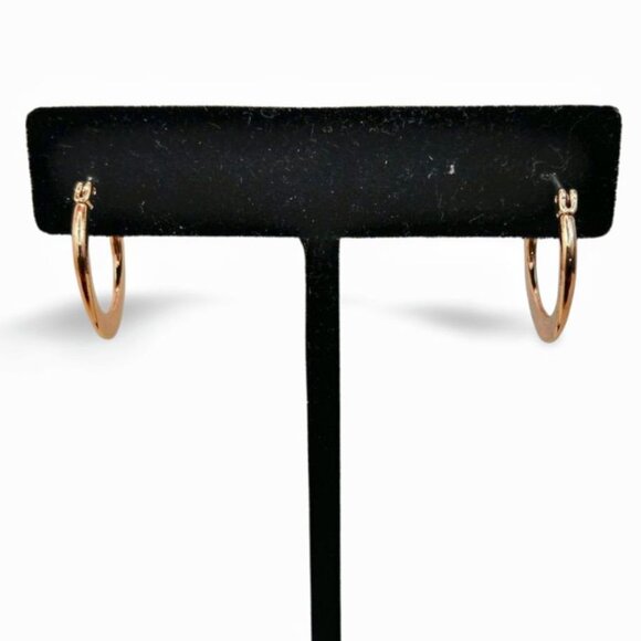 Minimal Elegance Vintage Gold Tone 2 x 15mm Hoop Earrings Leverback JW1533 - Picture 4 of 4